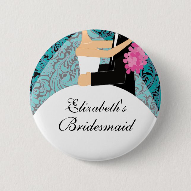 Bridal Party Bridesmaid Button / Pin (Front)