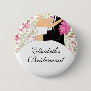Bridal Party Bridesmaid Button / Pin Flowers