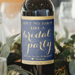 Bridal Party Bridesmaid Proposal Navy Blue & Gold Wine Label<br><div class="desc">Get the wedding celebration started in style with elegant navy blue and gold bridesmaid proposal wine bottle labels. Since they come in sets of six, an idea to add a different personalized name on each one is to hand write with a gold ink pen. All text is simple to customize...</div>