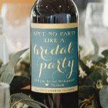 Bridal Party Bridesmaid Proposal Teal Blue & Gold Wine Label<br><div class="desc">Get the wedding celebration started in style with elegant teal blue and gold bridesmaid proposal wine bottle labels. Since they come in sets of six, an idea to add a different personalized name on each one is to hand write with a gold ink pen. All text is simple to customize...</div>