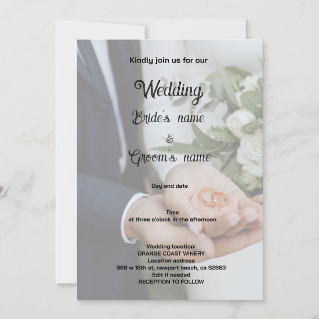 Bridal party celebration  invitation (Front)