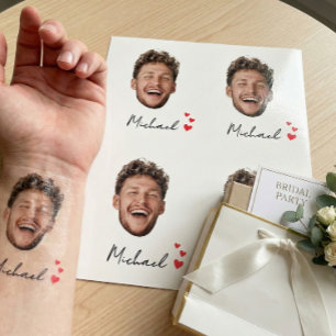 Bridal Party Custom Face and Name for Wedding  Temporary Tattoos