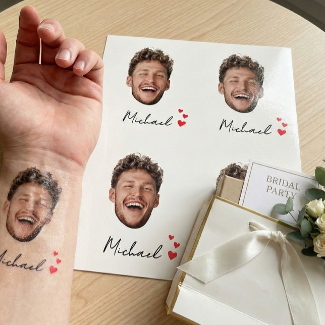 Bridal Party Custom Face and Name for Wedding  Temporary Tattoos (Creator Uploaded)