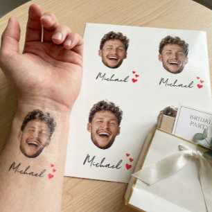 Bridal Party Custom Face and Name for Wedding  Temporary Tattoos