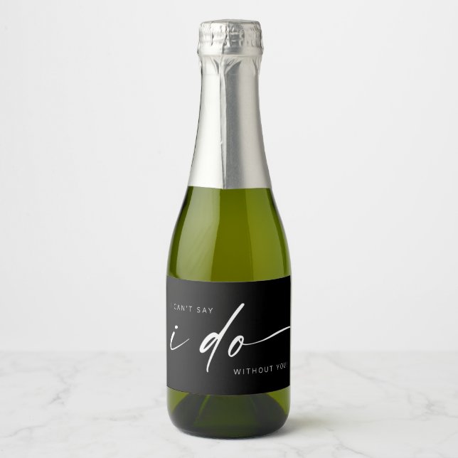 Bridal Party Custom Mini Sparkling Wine Bottle Lab Sparkling Wine Label (Front)