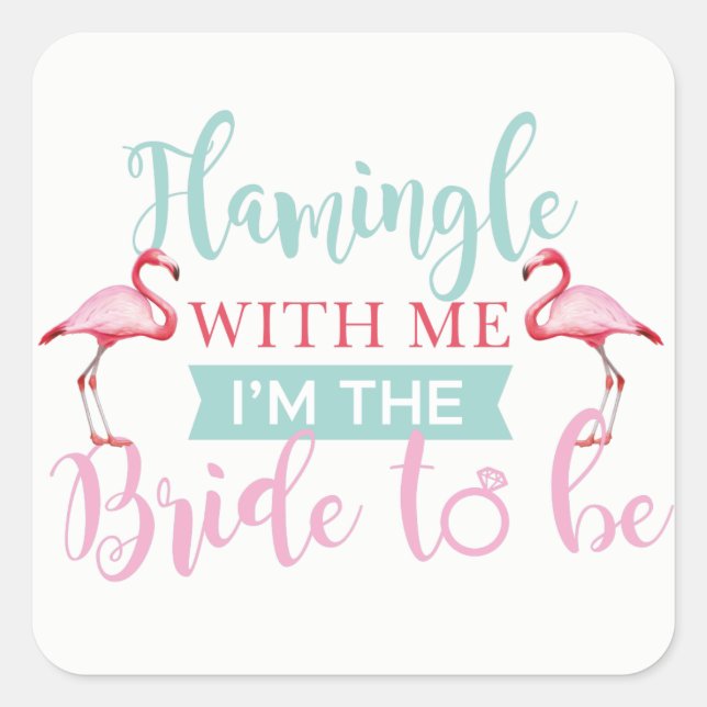 Bridal Party Custom Pink Flamingle Bride Stickers (Front)