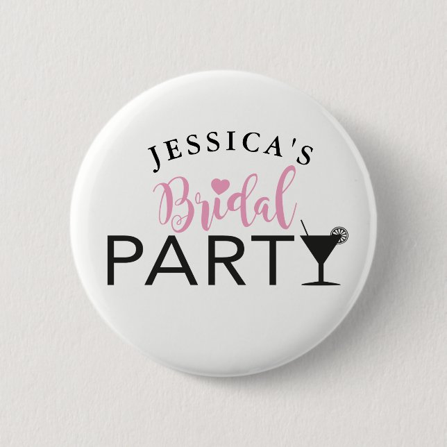 Bridal Party Custom Team Bride Cocktail Badges Pin (Front)