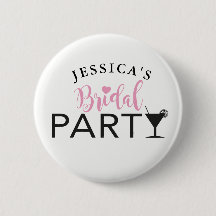 Bridal Party Custom Team Bride Cocktail Badges Pin