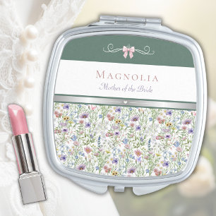 Bridal Party Dark Sage Green Mother of the Bride Compact Mirror