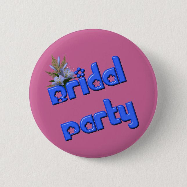 Bridal Party Flower Bouquet  Button (Front)