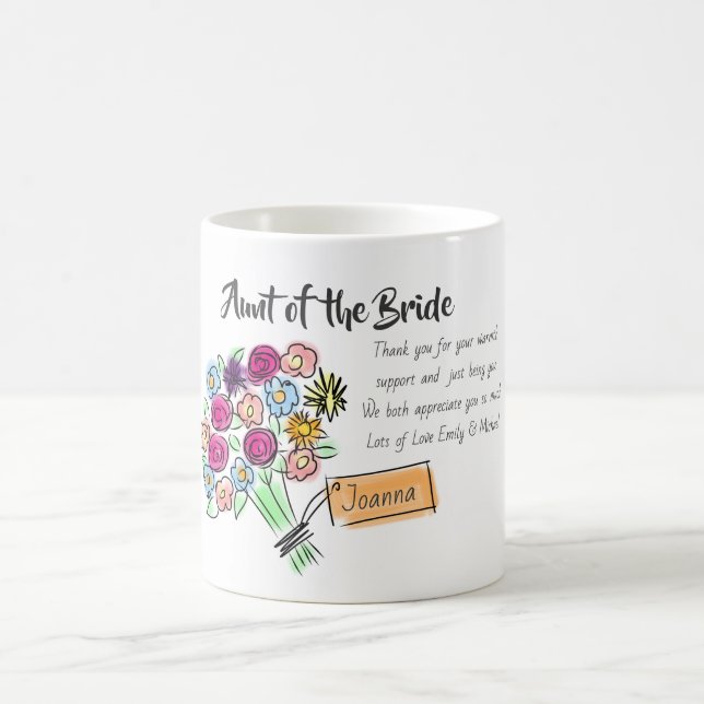 Bridal Party Gift Personalized Thank You Message Coffee Mug (Center)