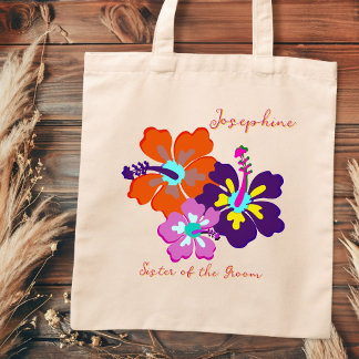 Bridal Party Gift Tote Bag Hibiscus Flowers