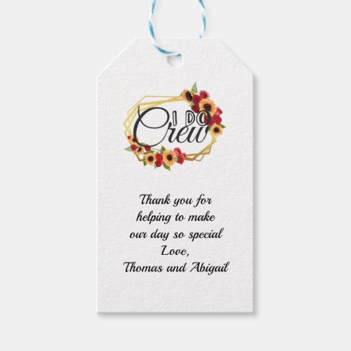 Bridal Party Gifts I Do Crew Sunflowers Roses Gift Tags