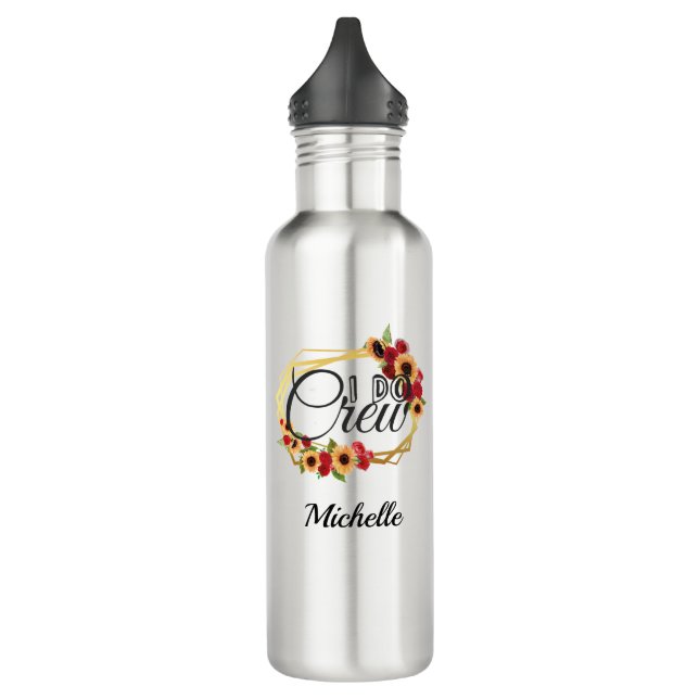 Bridal Party Gifts, I Do Crew, Sunflowers, Roses Stainless Steel Water Bottle (Left)