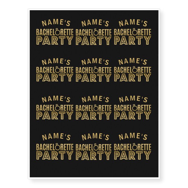 Bridal Party Gold Bachelorette Party Tattoos (Front)