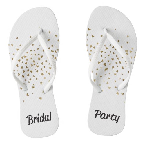 Bridal Party Gold Heart Flip Flops