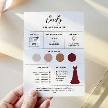 Bridal Party Info Card  Bridesmaid Attire Invitation by MintyPaperie at Zazzle