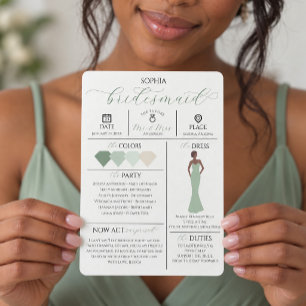 Bridal Party Info Card Will You Be My Bridesmaid
