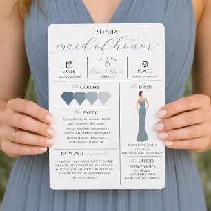 Bridal Party Info Card Will You Be My Maid of Hono