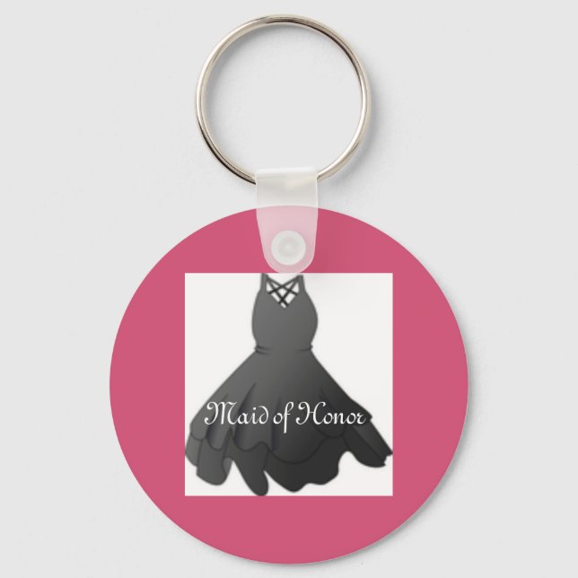 Bridal Party Key Ring Pink Maid of Honor Keychain (Front)