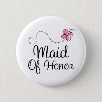 Bridal Party Maid Of Honor Pink Wedding Button by MainstreetShirt at Zazzle