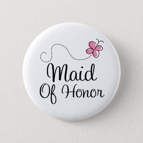 Bridal Party Maid Of Honor Pink Wedding Button