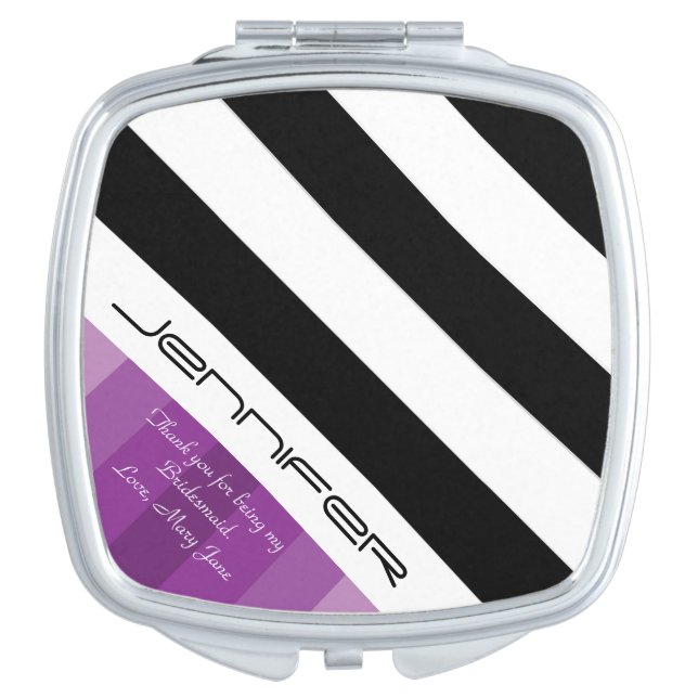 Bridal Party Name Bridesmaid Thank You Purple Makeup Mirror (Front)