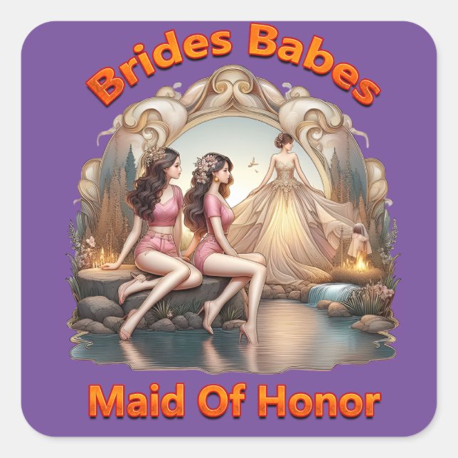 Bridal Party party with the girls in style Square Sticker (Front)
