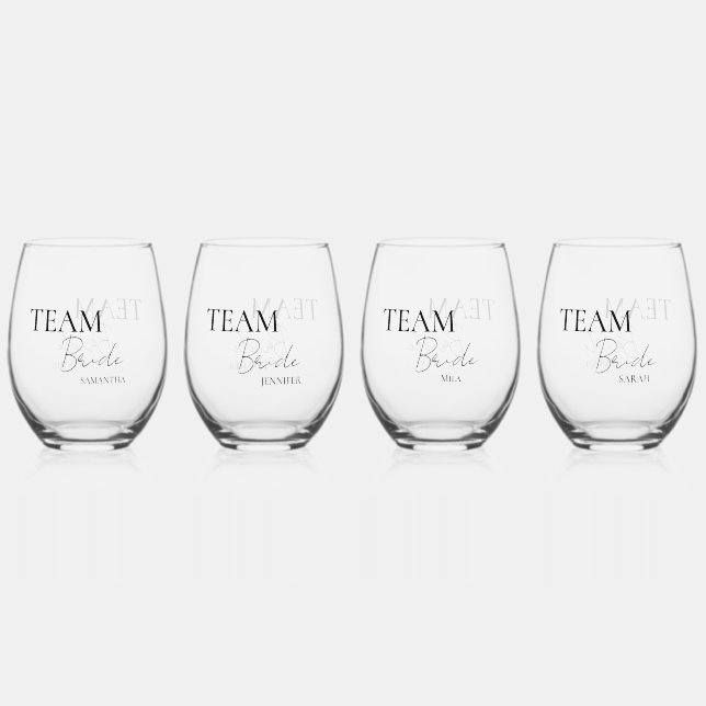 Bridal Party Personalized  Stemless Wine Glass (Front)