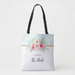 Bridal Party Pink And Pale Turquoise Spring Floral Tote Bag at Zazzle