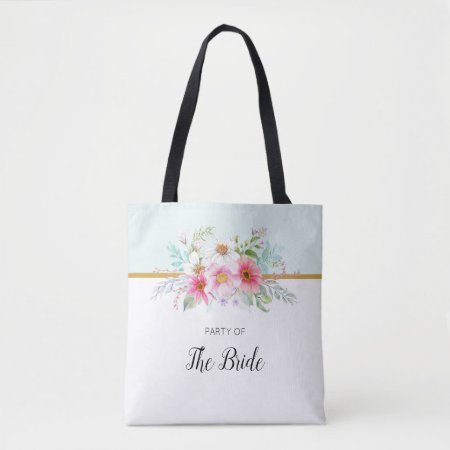Bridal Party Pink And Pale Turquoise Spring Floral Tote Bag