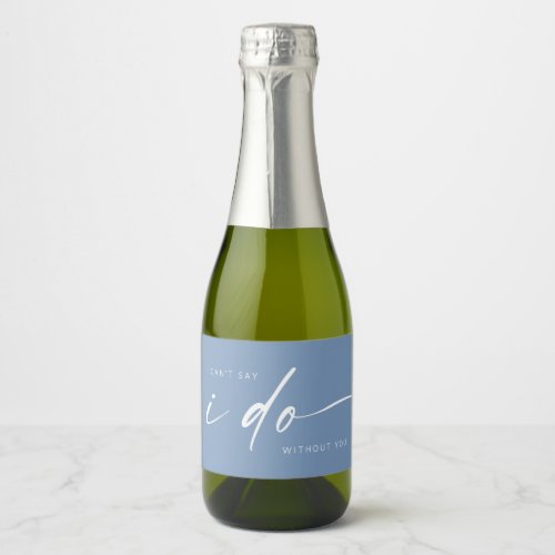 Bridal Party Proposal  Dusty Blue Mini Sparkling Wine Label