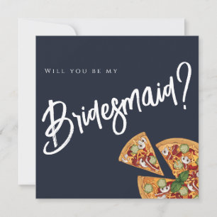 Bridal Party Proposal Navy Blue PIZZA Wedding Invitation