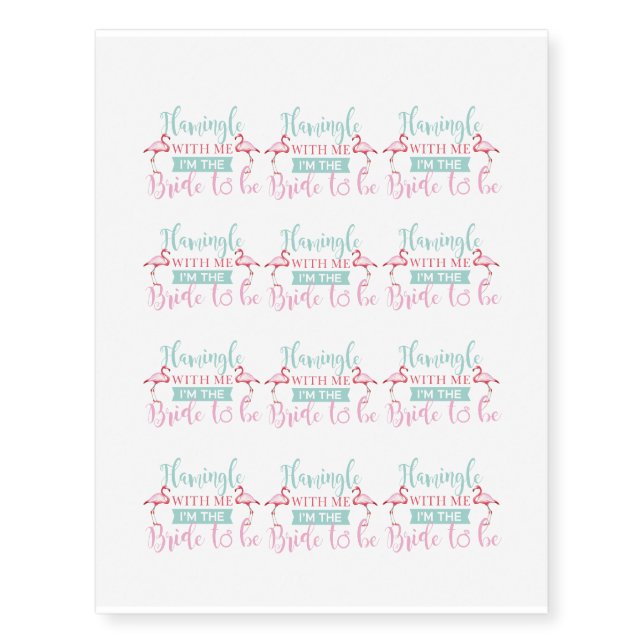 Bridal Party Team Bride Aloha Flamingle Tattoos (Front)