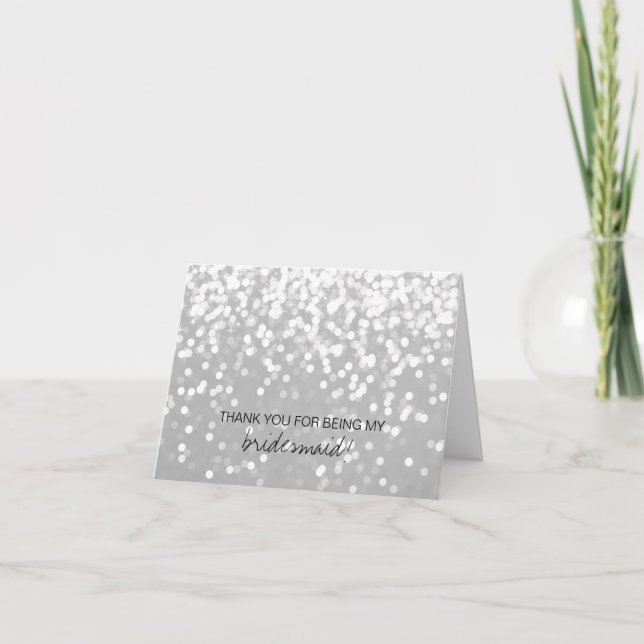 Bridal Party Thank You Card - Sparkling Grey (Front)