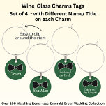 Bridal Party Titles -  Wine-Glass Bow Tie Tags  Wine Charm