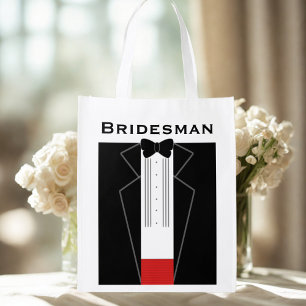 Bridal Party Tuxedo Bridesman Wedding Favor Grocery Bag
