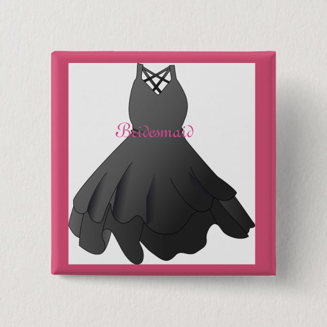 Bridal Party Wedding Dress Bridesmaid Button Pin (Front)