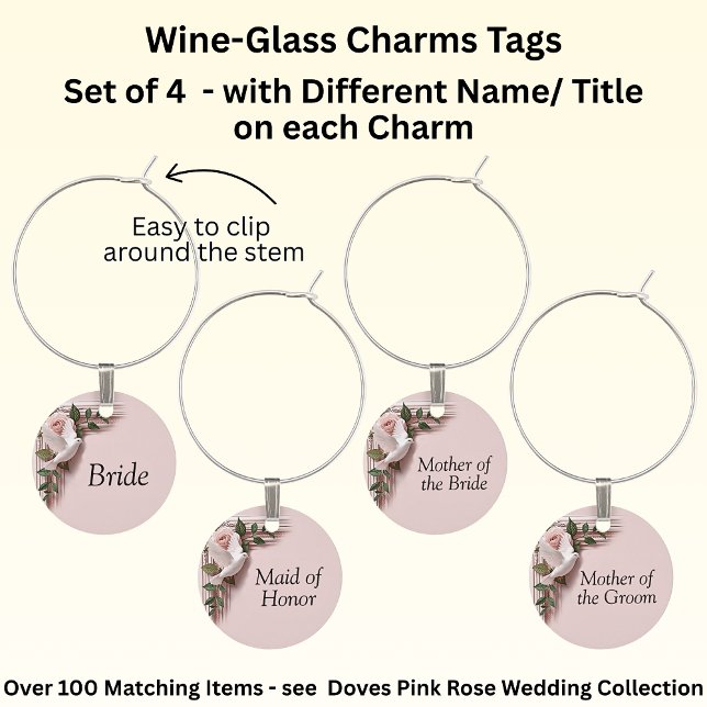 Bridal Party Wine-Glass Charms Tags  (Creator Uploaded)