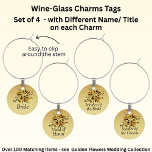 Bridal Party Wine-Glass Charms Tags 