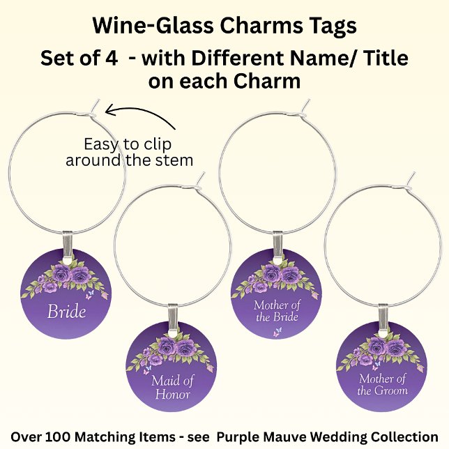 Bridal Party Wine-Glass Charms Tags  (Creator Uploaded)