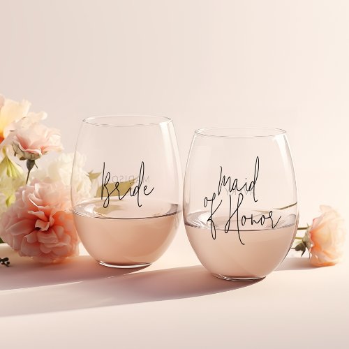 Bridal Party Wine Glass Set Personalized