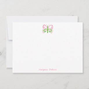 Bridal Pink Butterfly Personalized Note Card
