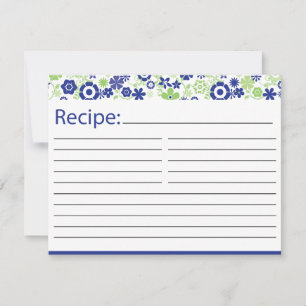 Bridal Recipe Card Lime and Navy