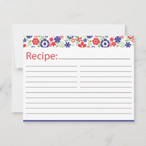 Bridal Recipe Card  |  Red and Navy Custom Invites