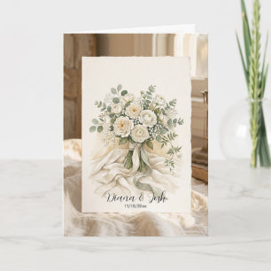 Bridal Rose Bouquet Wedding Floral Thank you Card