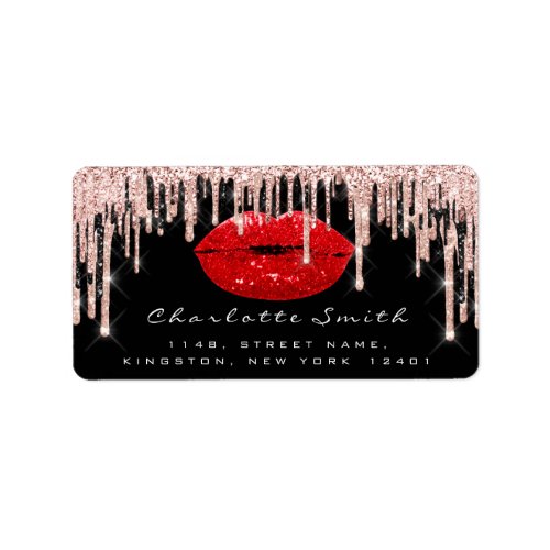 Bridal RSVP Kiss Rose Lips Black RedGlitter Makeup Label