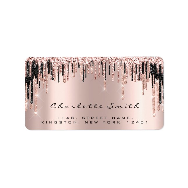 Bridal RSVP Kiss Rose Lips Sparkly Glitter Makeup Label (Front)