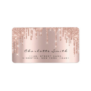 Bridal RSVP Pink Rose Blush Sparkly Glitter Makeup Label