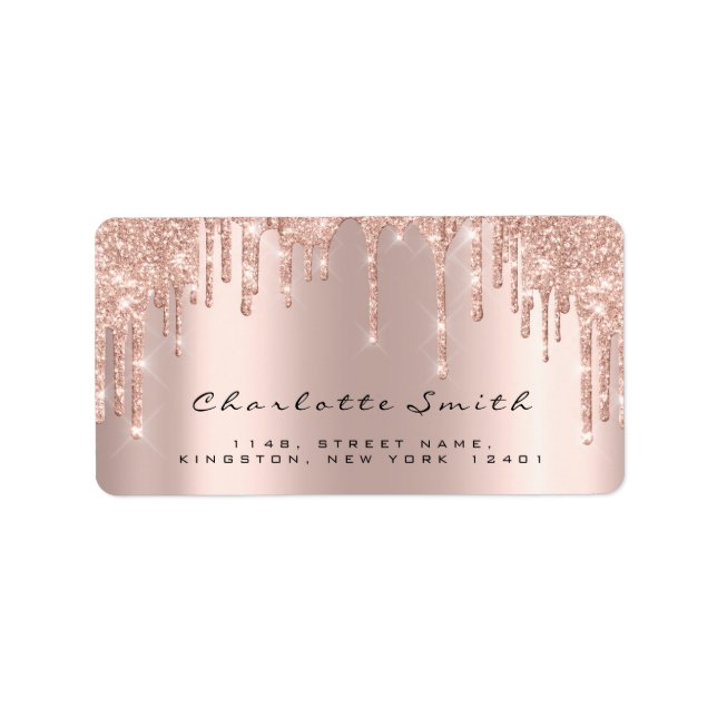 Bridal RSVP Pink Rose Blush Sparkly Glitter Makeup Label (Front)